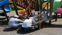 Çocuk parklarına bakım yapılıyor